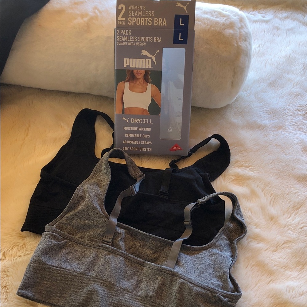 Puma Seamless Sports Bra 2-Pack - Grey and Black - Picture 4 of 5